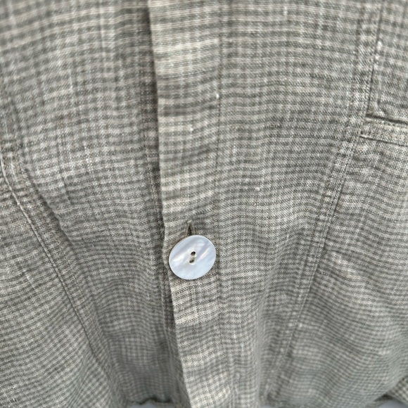 FLAX M 100% LINEN grey gingham pearl button lagenlook boho oversized jacket - Picture 7 of 10